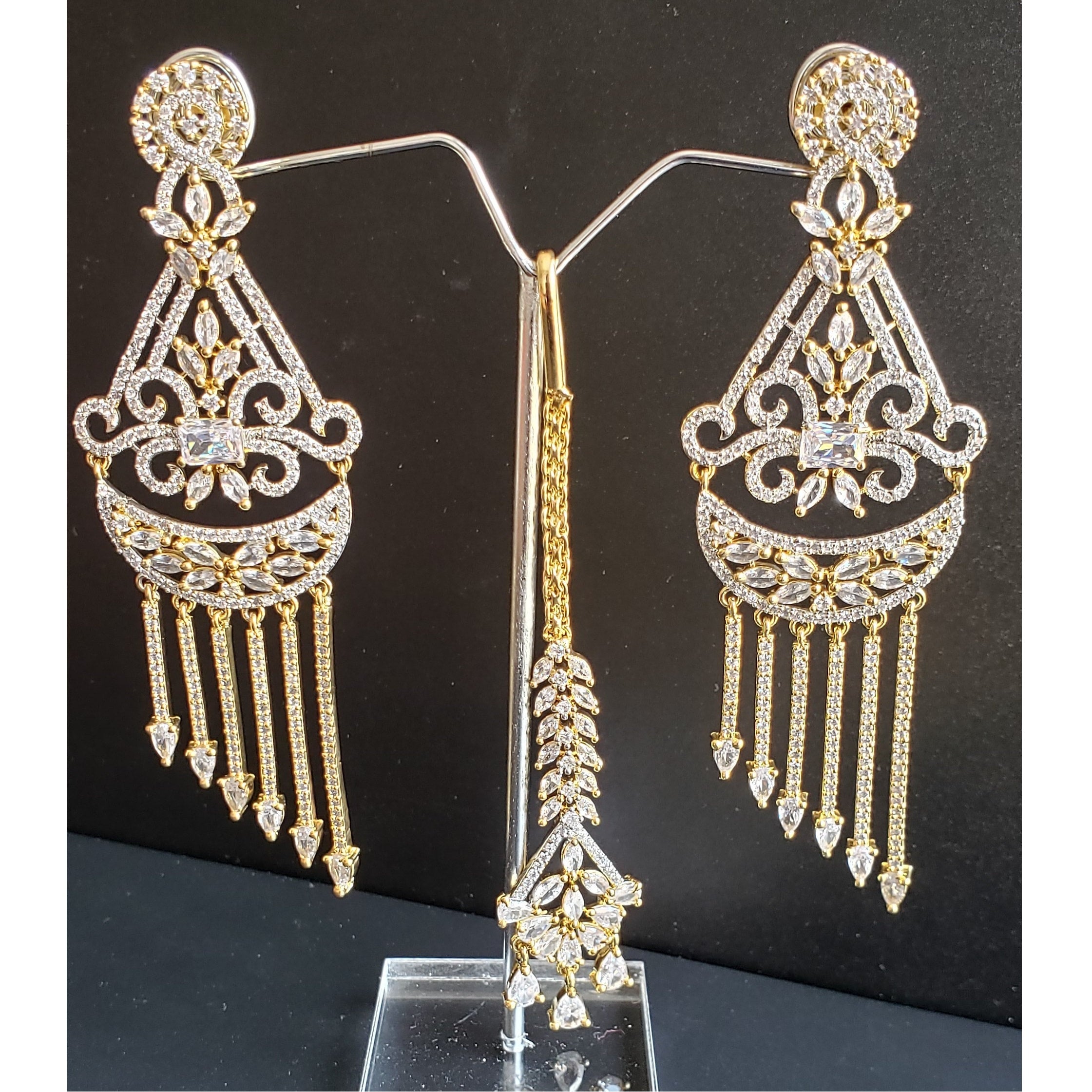 White green diamond Earrings freeshipping - Vijay & Sons